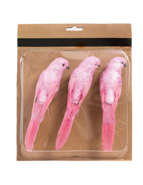 Papagei Clip 3er-Set Federn 4x17x4cm pink