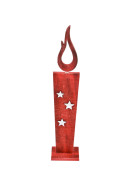 Kerze -LED Flames- Holz 42x9cm rot