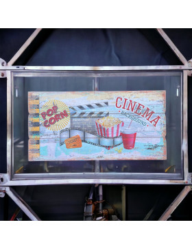 Holzschild -Cinema Pop Corn- 30x60cm bunt