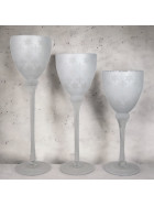 Windlicht -Kelch- 3er-Set Glas 40cm silber