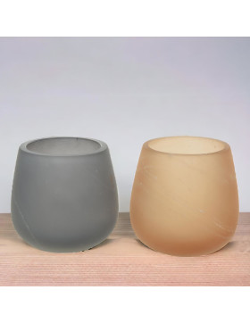 Teelichthalter -Orly- 2ass Glas 8cm mehrfarbig