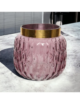 Vase -Lucy- Glas 14cm pink-gold