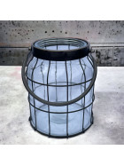 Laterne -Diego- Metall-Glas 21cm schwarz