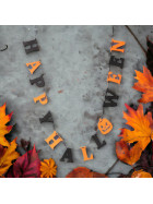 Girlande -Happy Halloween- 150cm orange-schwarz