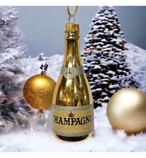 -Champagner- Glas 4,9 Baumkugel Baumschmuck, gold 14cm Weihnachtsdeko