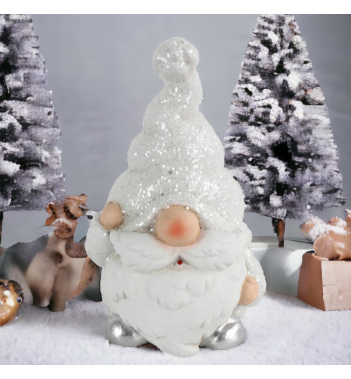 Weihnachtsmann -Jim- 4,9 weiss Dekofigur, Weihnachtsdeko 14cm Keramik