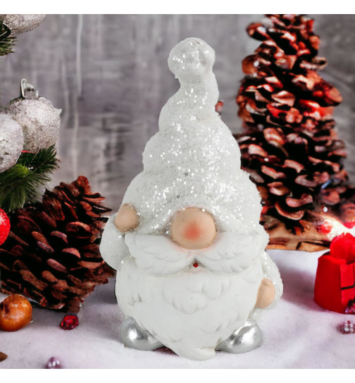 Weihnachtsmann -Jim- Keramik 14cm 4,9 Weihnachtsdeko Dekofigur, weiss