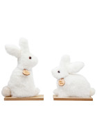 Hase 2ass Polyester-Holz 22cm weiss