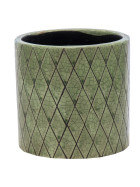 Blumentopf -Wiped- Keramik 17x18cm gr&uuml;n