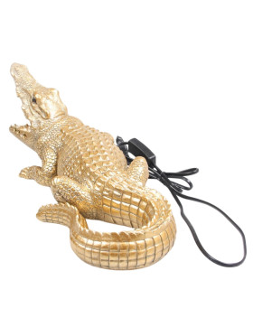 Tischlampe -Krokodil- Resin 47x19cm gold