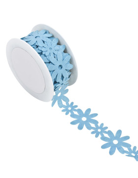 Filzband Blumen Design 5m blau