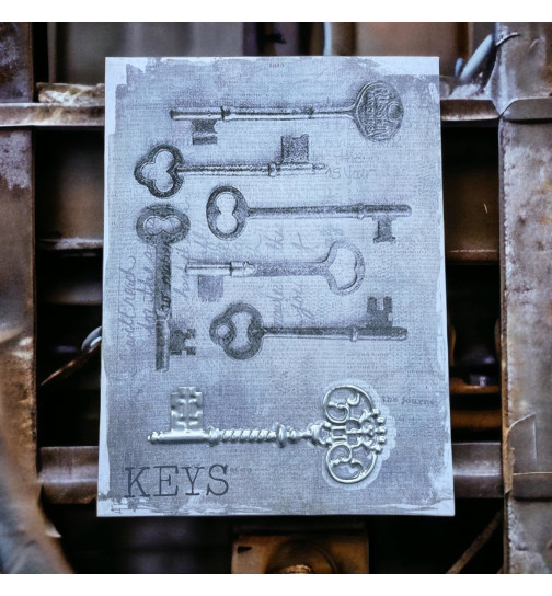 Wandbild 3D -Keys Art- 40x30cm grau-silber
