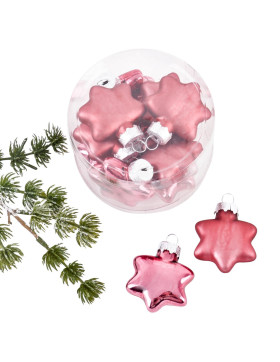 Baumkugel -Sterne- 10er-Set Glas 4cm pink