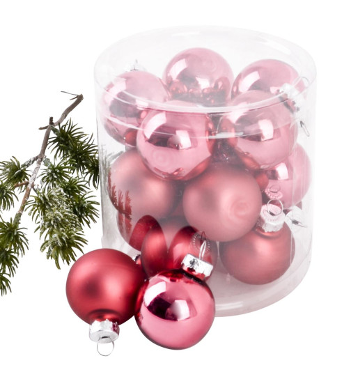 Baumkugel pink € Weihnachten, -Classic- 3,99 Glas 15er-Set 3cm