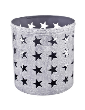 Teelichthalter -Stars Round- Metall 9cm silber