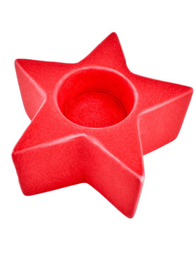 Teelichthalter -Stern- Keramik 5x11cm rot