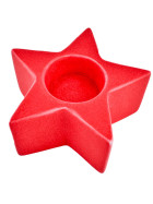 Teelichthalter -Stern- Keramik 5x11cm rot