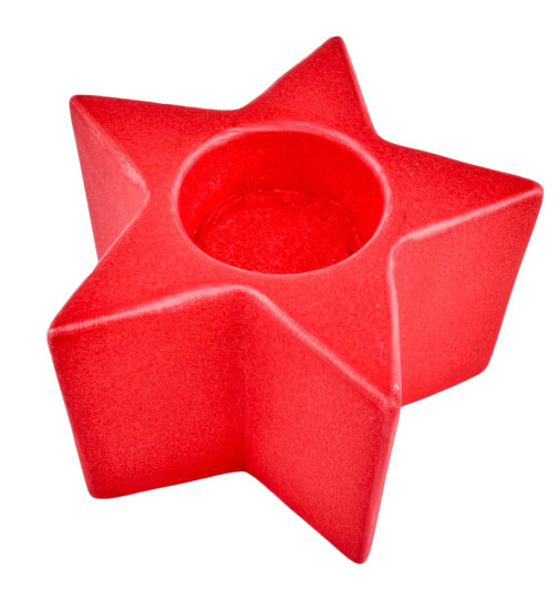Teelichthalter -Stern- Keramik 7x11cm rot