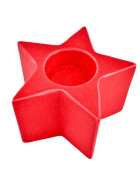 Teelichthalter -Stern- Keramik 7x11x11cm rot
