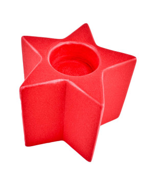 Teelichthalter -Stern- Keramik 9x11x11cm rot
