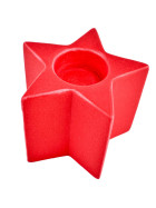 Teelichthalter -Stern- Keramik 9x11cm rot